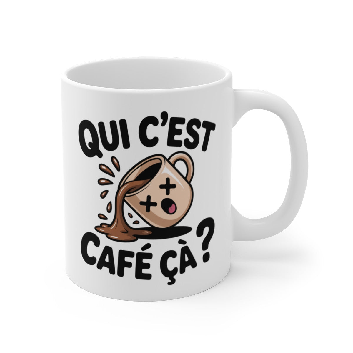 Mug Humour Café – “Qui C’est Café Ça ?” – Illustration Tasse Drôle 325ml
