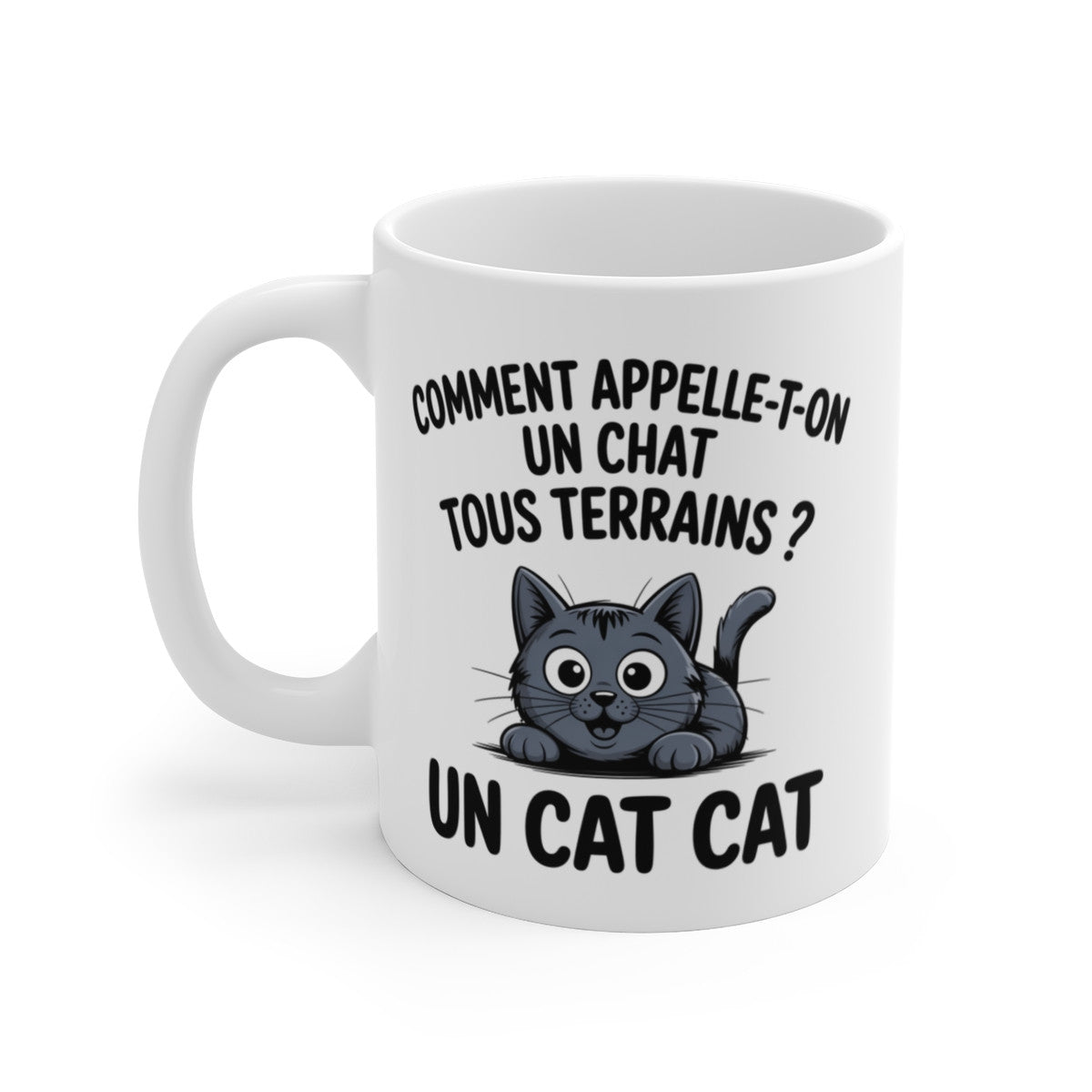 Mug Chat Humour – “Chat Tout Terrain” – Illustration Chat Drôle – Tasse Fun 325ml