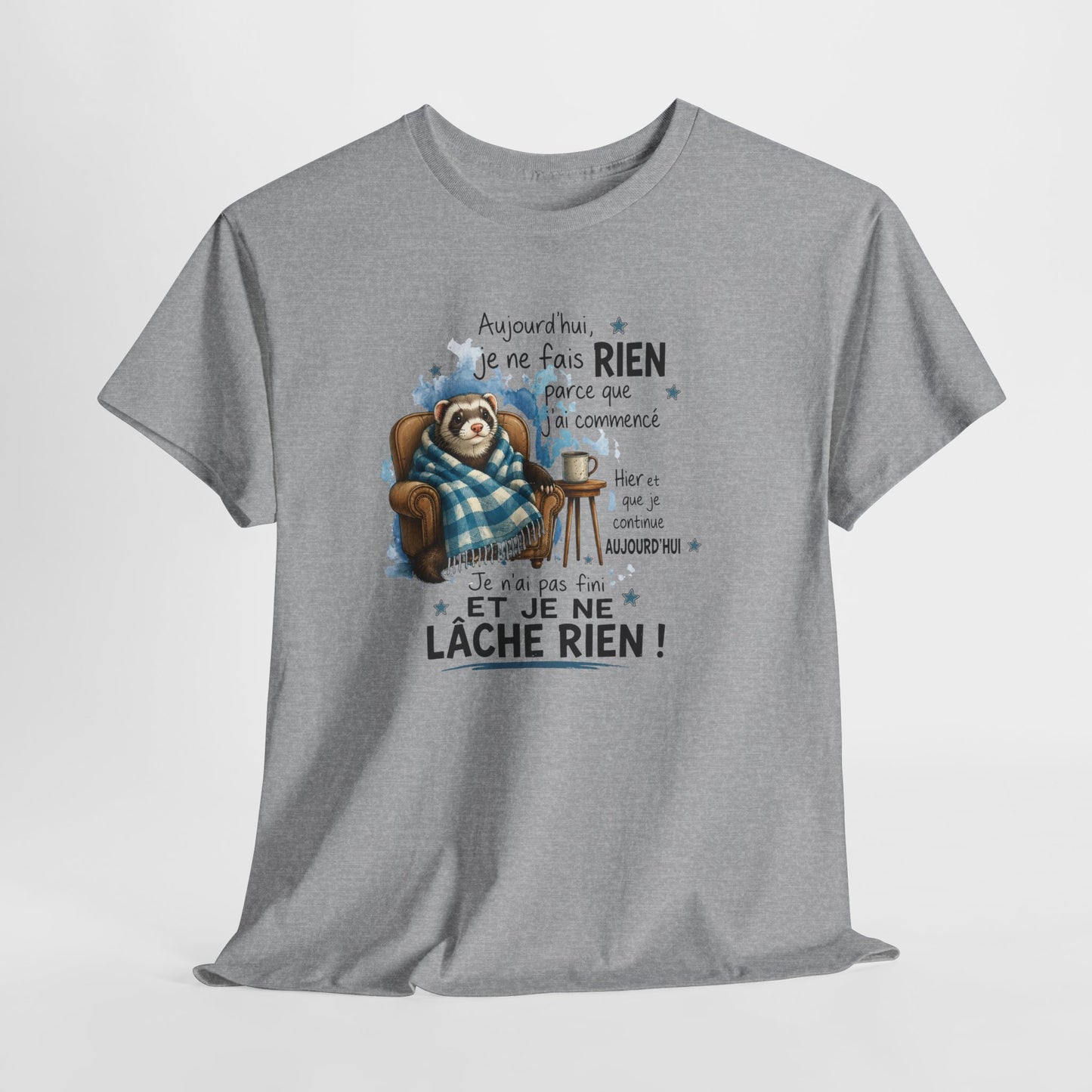 Tee-Shirt Humour Homme et Femme – Furet Détente Paresse Repos – Cadeau Original Drôle pour Amateur de Farniente et Animaux