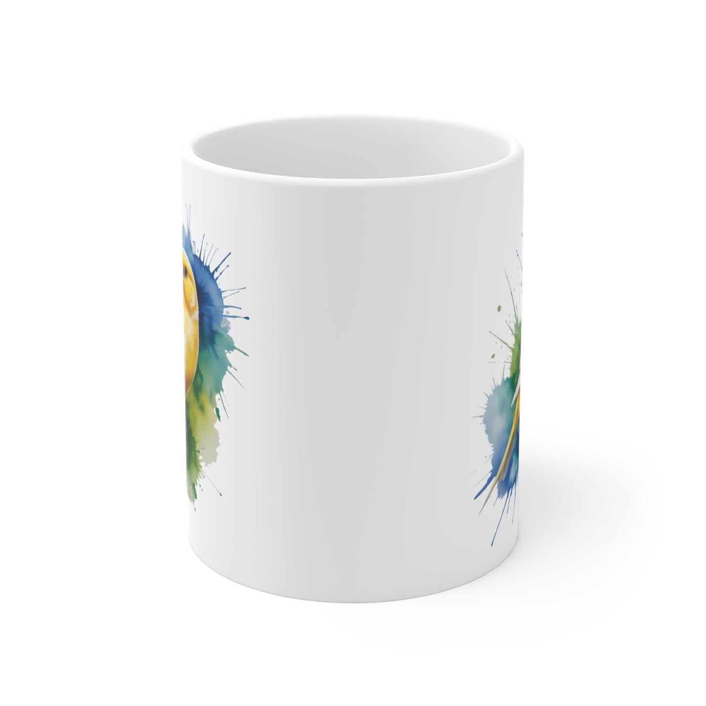 Mug Canari Artistique Aquarelle – Tasse Oiseau Jaune en Céramique 325ml – Design Réaliste et Élégant
