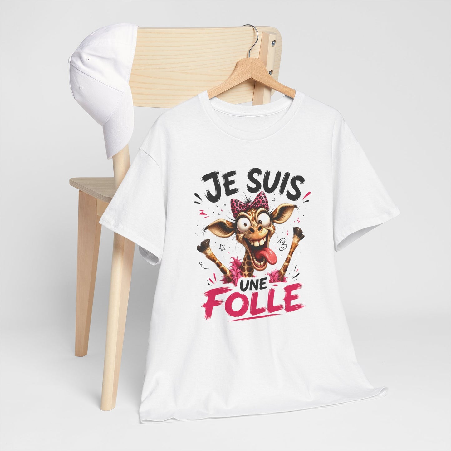 Tee-Shirt Femme Je Suis Une Folle – Girafe Folle Cartoon Humoristique – Cadeau Femme Drôle