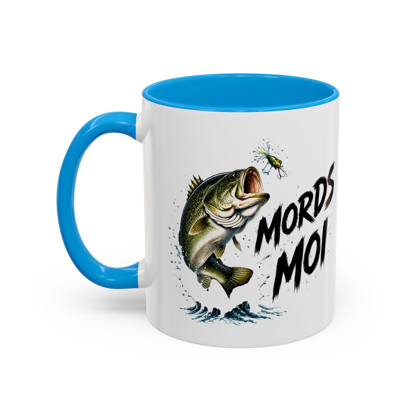Mug Pêche Humoristique – Tasse Poisson avec Leurre – Cadeau Homme Amateur de Lac, Rivière et Plein Air – 325 ml Noir Bleu Rouge