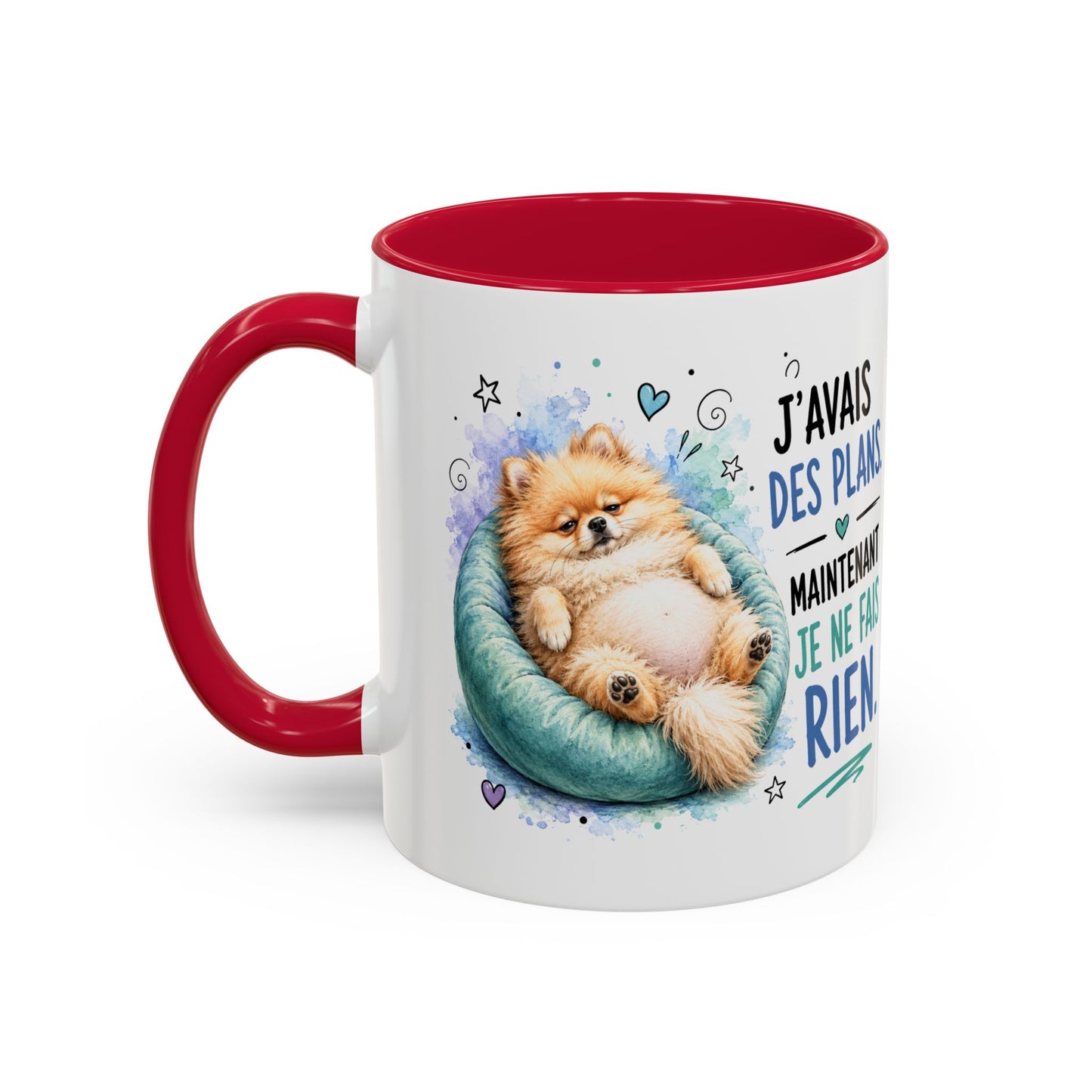 Tasse Spitz Nain Drôle Homme Femme – Mug J'Avais des Plans Maintenant Je Ne Fais Rien – Cadeau Humour Chien 325 ml