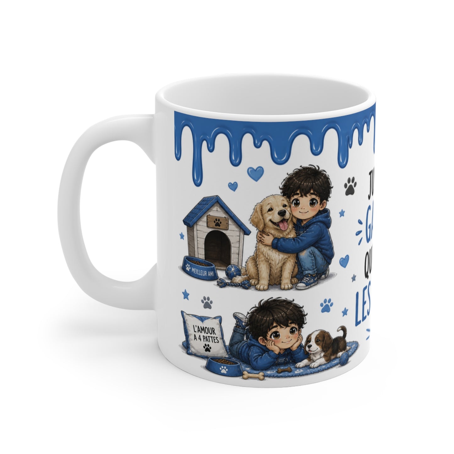 Tasse Juste Un Garçon Qui Adore Les Chiens – Mug Chien Kawaii Garçon Passion Chiot Animal Compagnie Cadeau Enfant Amoureux des Chiens 325ml
