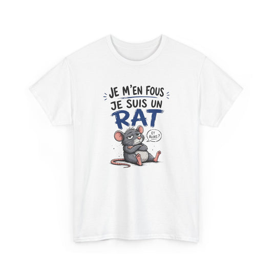 T-Shirt Humour Je M’en Fous Je Suis Un Rat – Tee Shirt Drôle Insolent Animal Cool – Cadeau Original Homme Femme