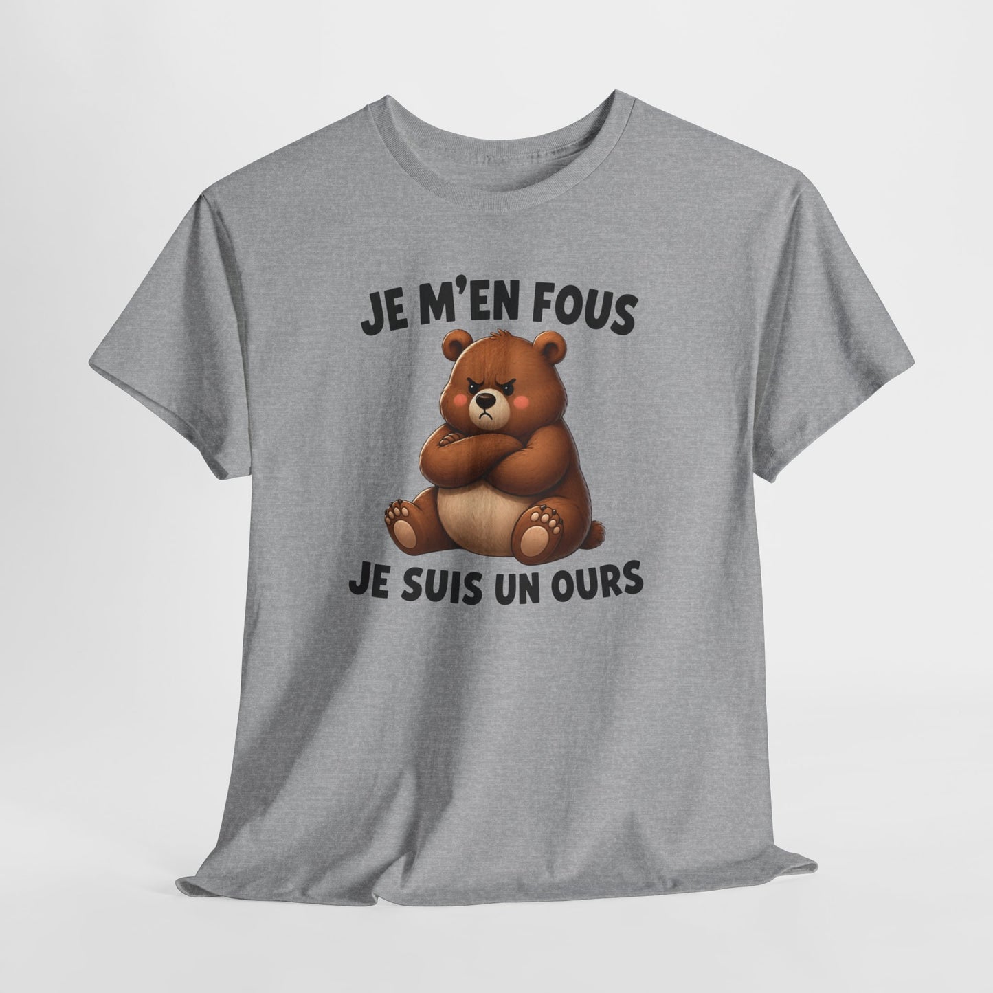 Tee Shirt Je M’En Fous Je Suis Un Ours – T-Shirt Humour Ours Grincheux – Cadeau Homme Femme Animal Mignon et Sarcastique
