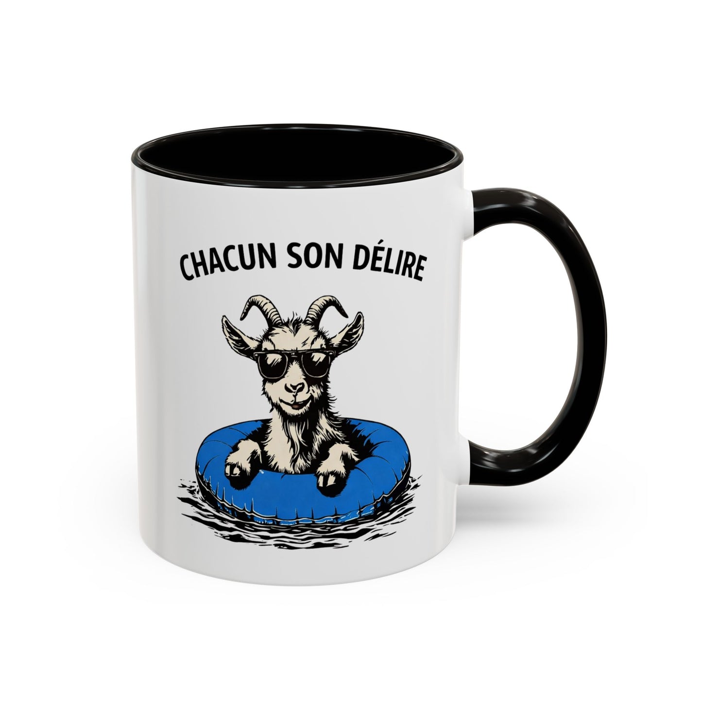 Tasse Chèvre Humour Chacun Son Délire 325ml – Mug Céramique Animal Fun Lunettes Cadeau Original