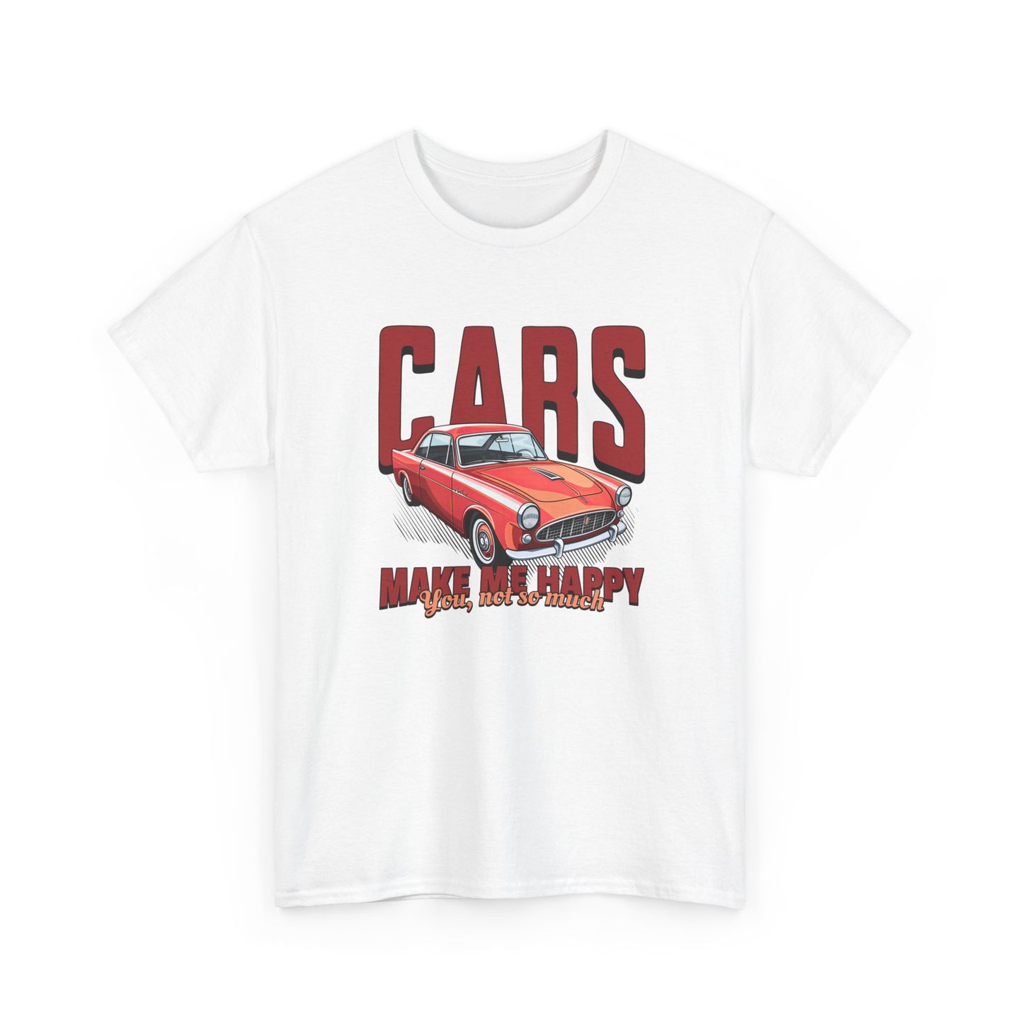 T-Shirt Cars Make Me Happy Homme Femme – Tee Shirt Voiture Vintage Humour – Cadeau Passion Automobile