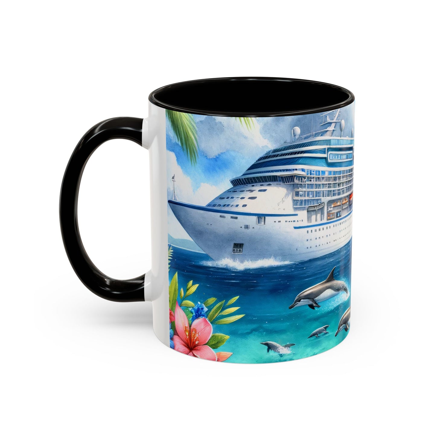 Mug Croisière Tropicale avec Dauphins – Tasse Paquebot de Luxe et Océan Paradisiaque – Cadeau Voyage et Vacances 325ml