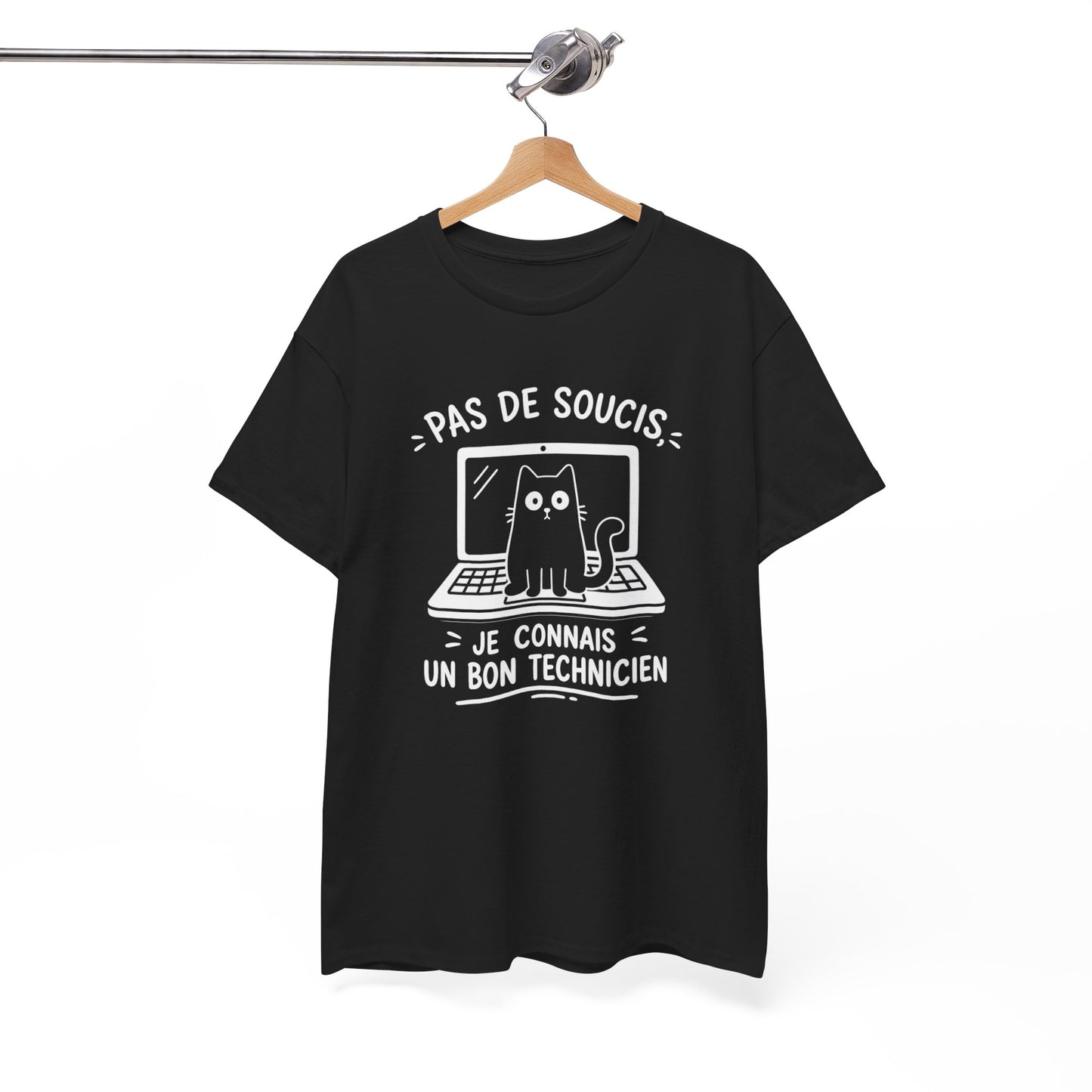 Tee-Shirt Informatique Homme et Femme – Chat Ordinateur Technicien Informatique – Cadeau Original Geek Informaticien Dépannage PC