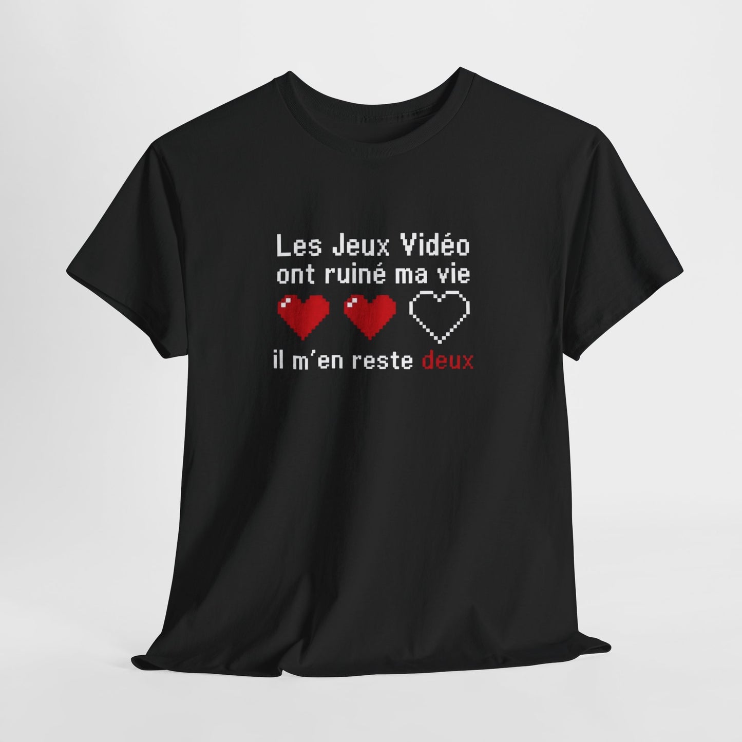 T-Shirt Gamer Humour Homme Femme – Les Jeux Vidéo Ont Ruiné Ma Vie Il M’en Reste Deux – Tee Shirt Gaming Geek Retro Pixel