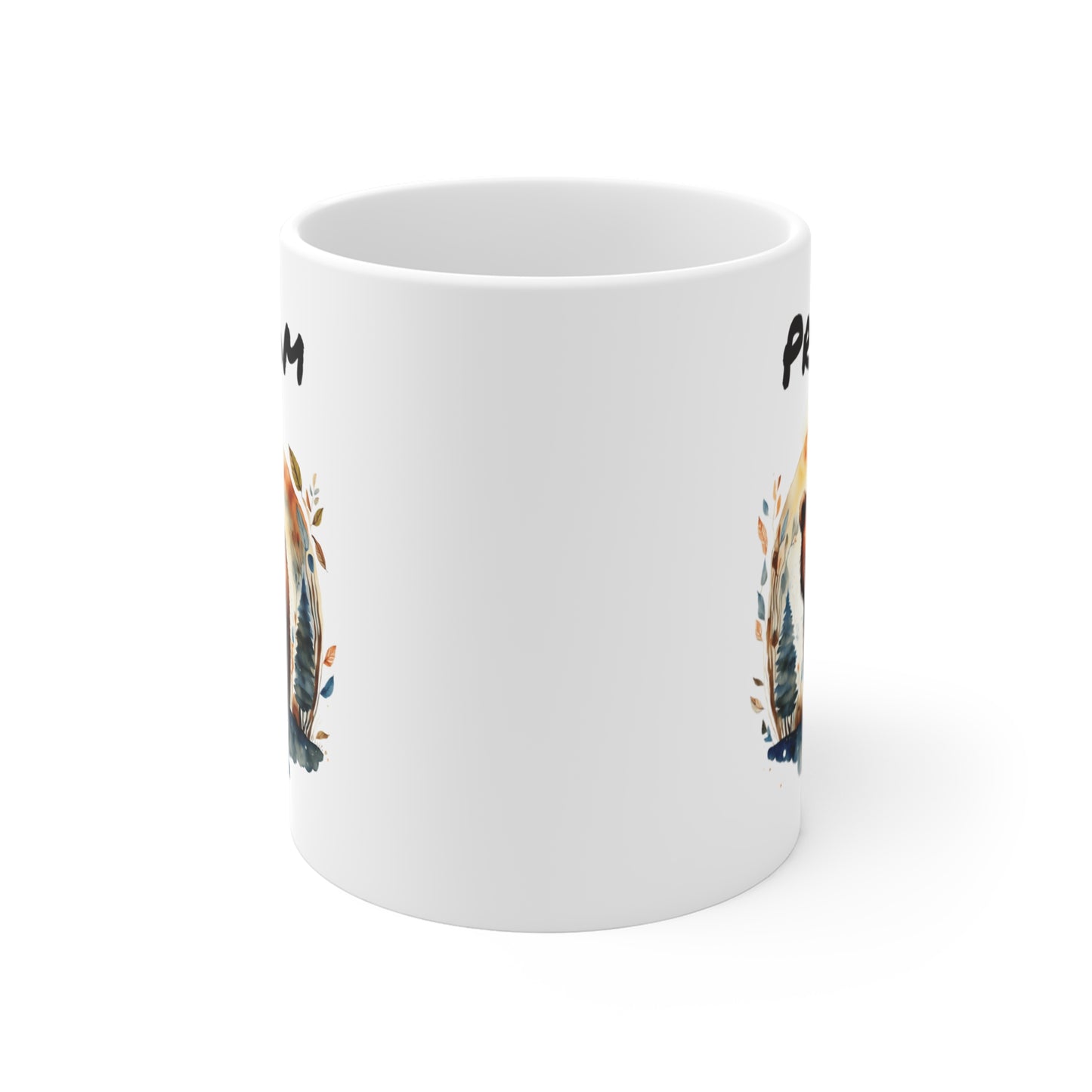 Mug Personnalisé Ours Aquarelle 325ml – Tasse Céramique Prénom Design Nature Forêt – Cadeau Animal Sauvage
