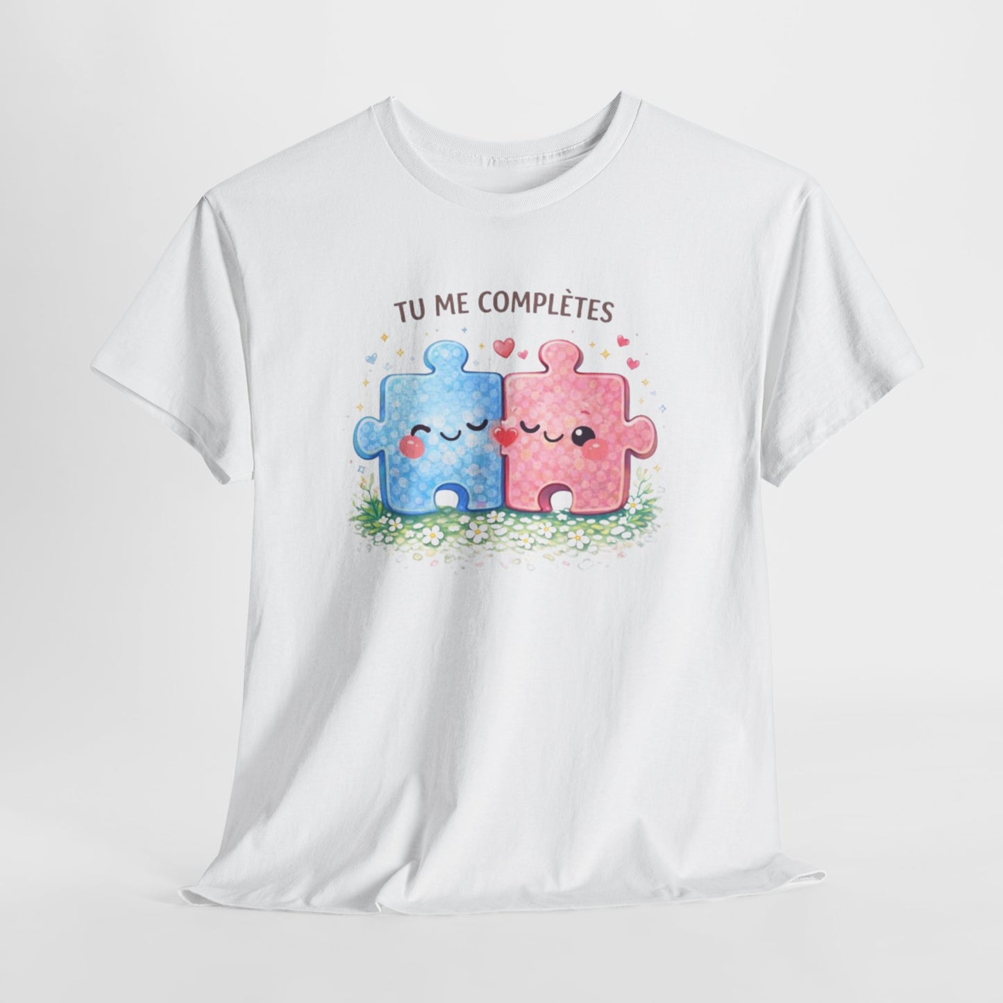 Tee Shirt Tu Me Complètes Puzzle Couple Amour – T-shirt Romantique Saint Valentin – Idée Cadeau