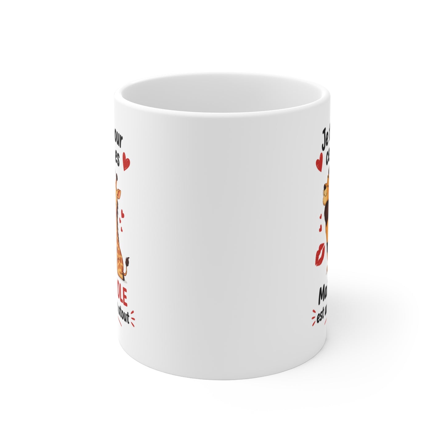 Tasse Couple Humour Lion Girafe – Mug Animaux Amoureux Romantique – Cadeau Couple Original 325ml
