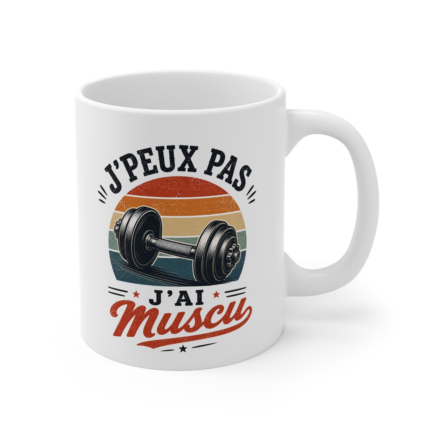 Tasse J’Peux Pas J’Ai Muscu – Mug Humour Fitness Vintage – Cadeau Musculation Homme Femme 325ml