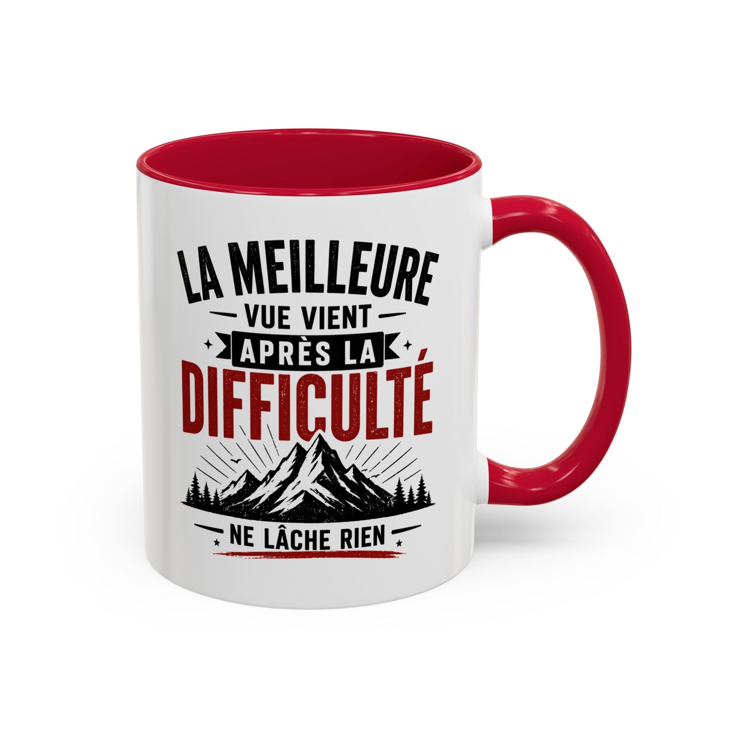 Mug Citation Motivation – La Meilleure Vue Vient Après la Difficulté – Cadeau Inspirant Sport Dépassement de Soi 325ml