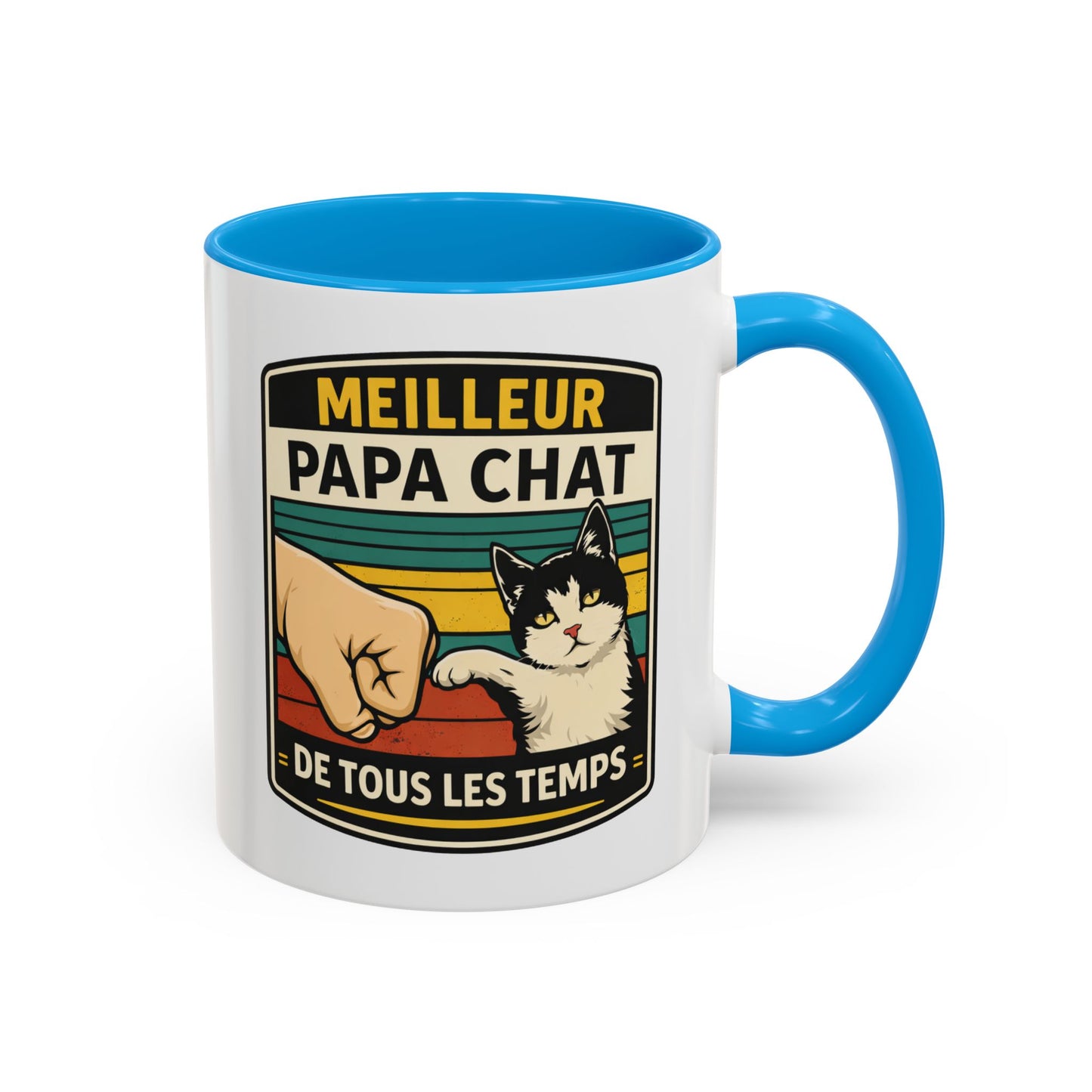 Tasse Meilleur Papa Chat de Tous les Temps – Mug Chat Noir et Blanc – Cadeau Papa Original – Céramique 325ml