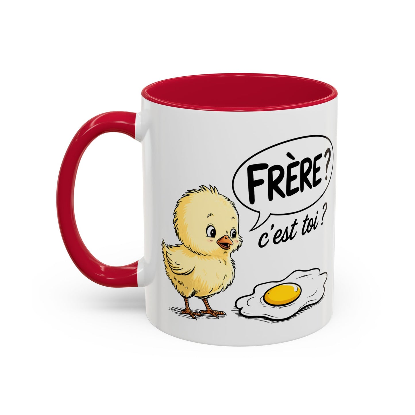 Mug Humour Poussin Œuf – Tasse Blague Frère C’est Toi – Cadeau Drôle Fun Original – Céramique 325ml Noir Bleu Rouge