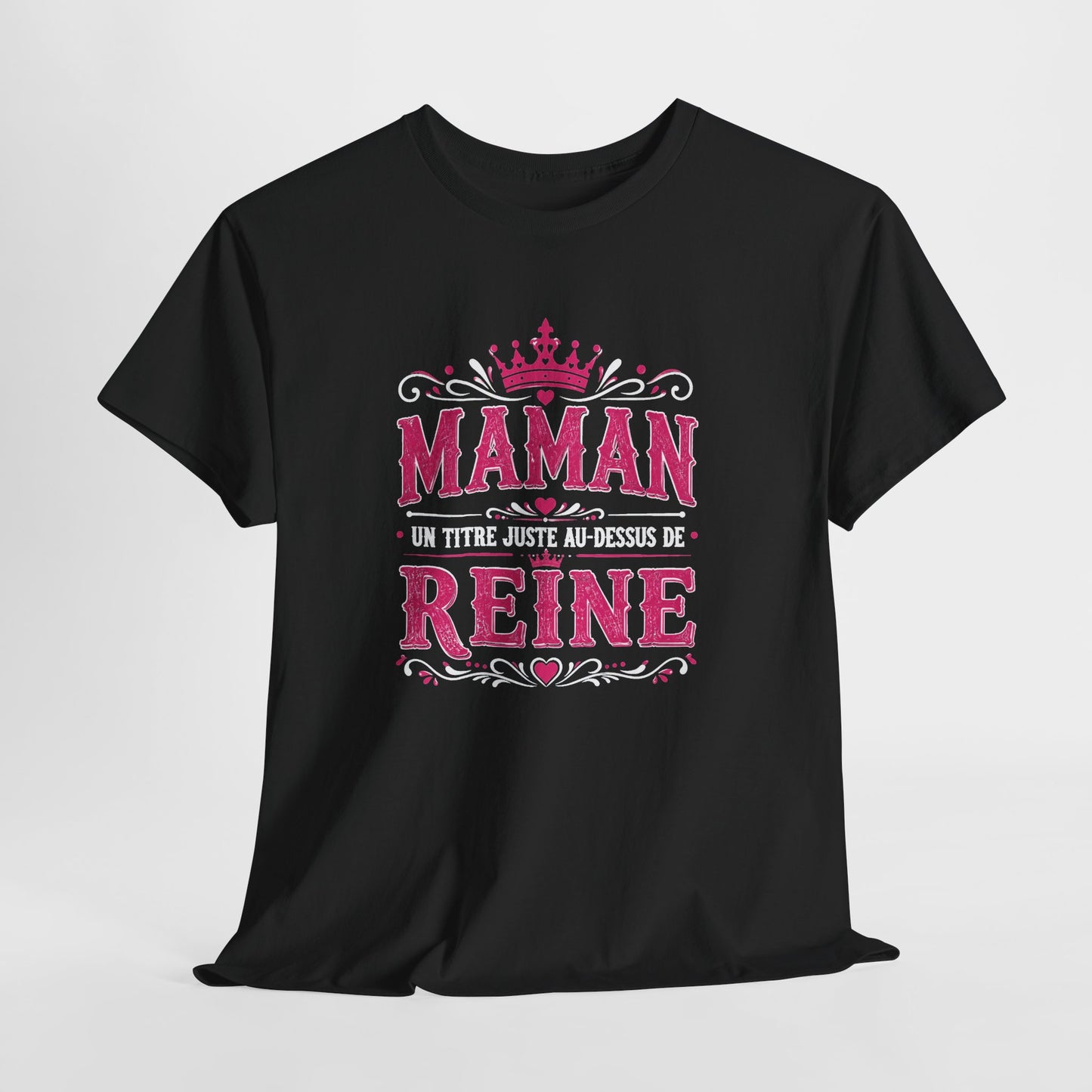 Tee Shirt Femme Maman Reine Mère Humour Famille Couronne Idée Cadeau Fête des Mères Anniversaire