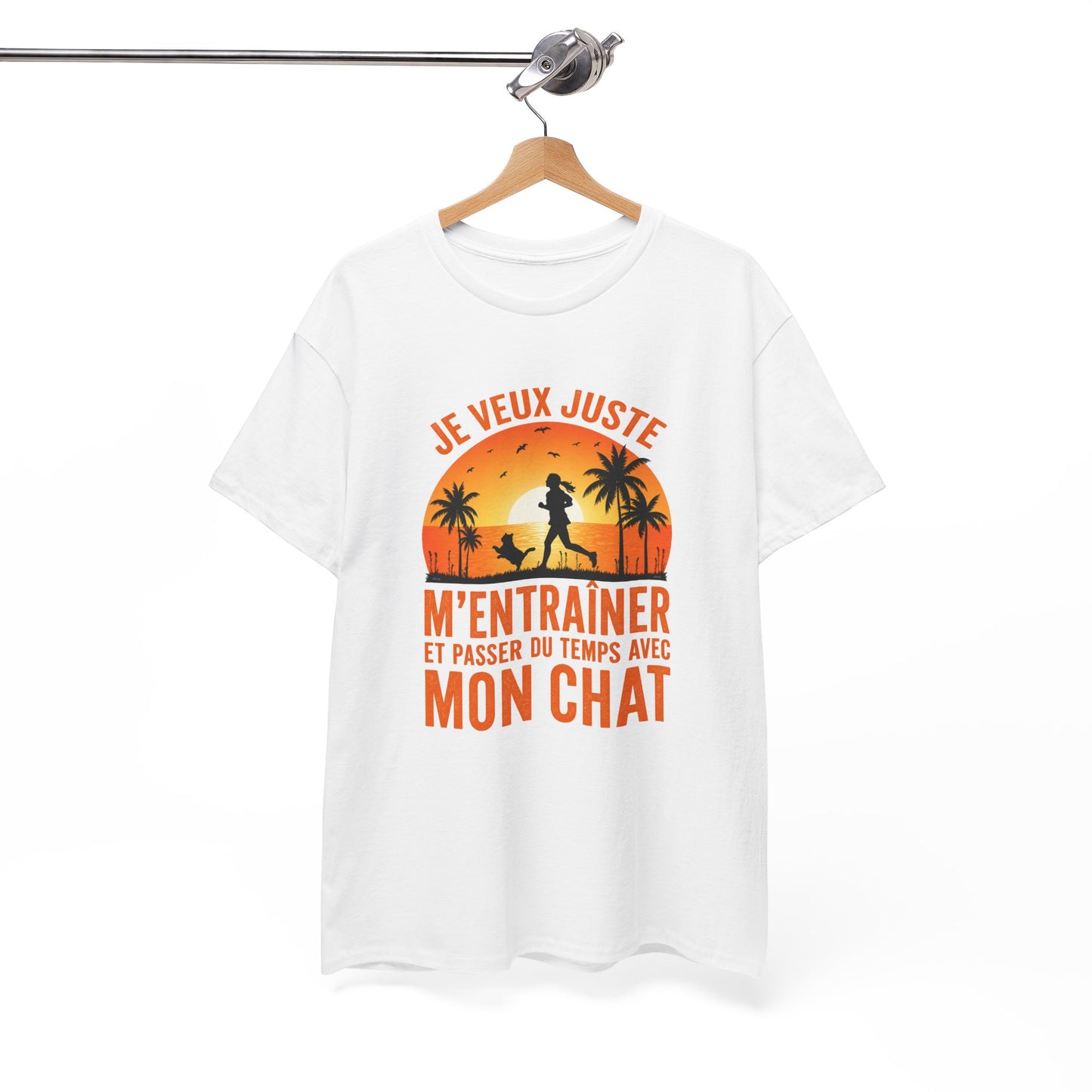 T-Shirt Femme Running avec Chat – Course à Pied Jogging Sport – Cadeau Coureuse Amoureuse des Chats