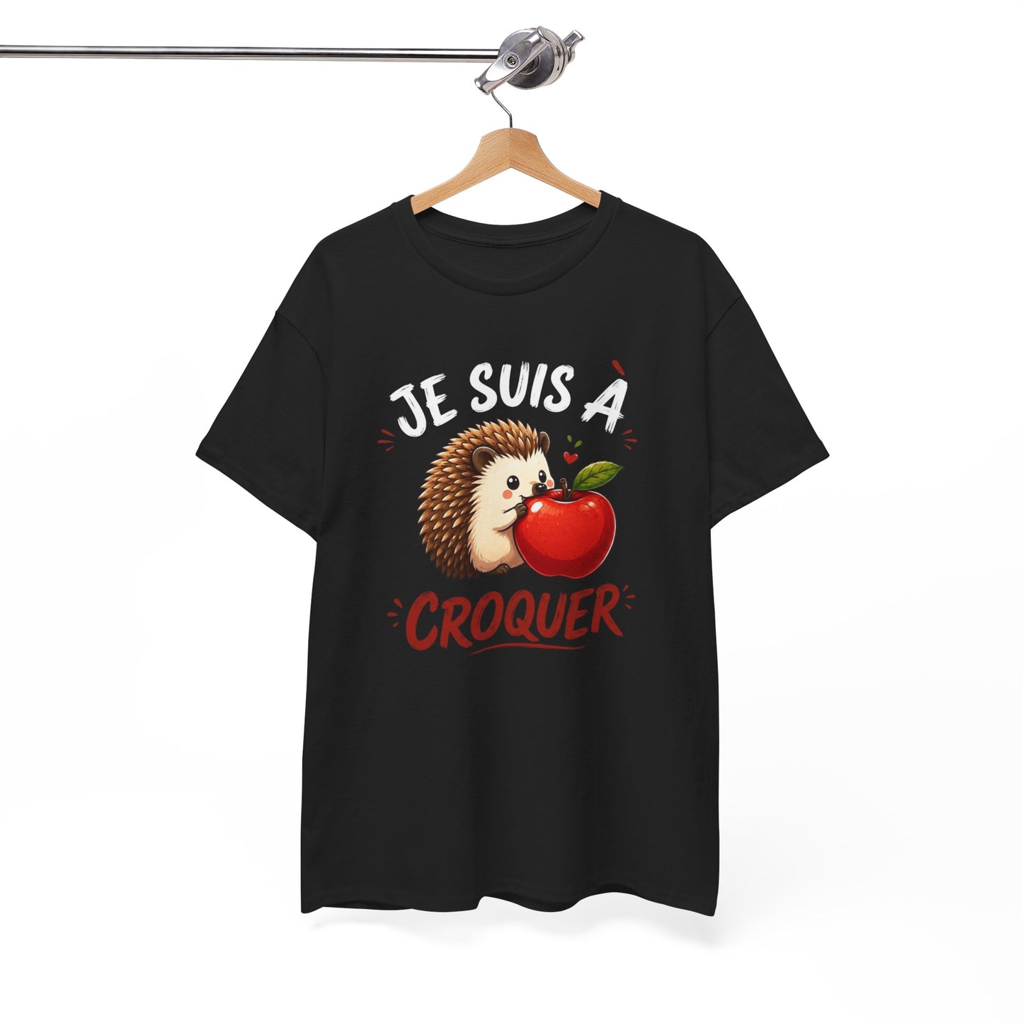 Tee Shirt Je Suis À Croquer – T-Shirt Hérisson Mignon avec Pomme – Cadeau Humour Animal Homme Femme
