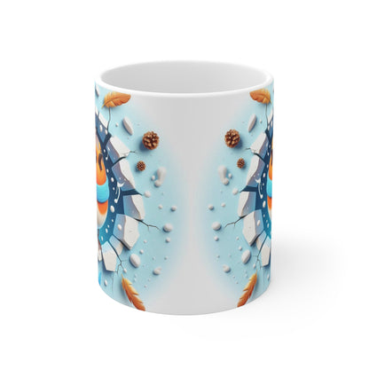 Tasse Rouge-Gorge Hiver – Mug Céramique 325ml – Cadeau Oiseau Noël Nature Poétique
