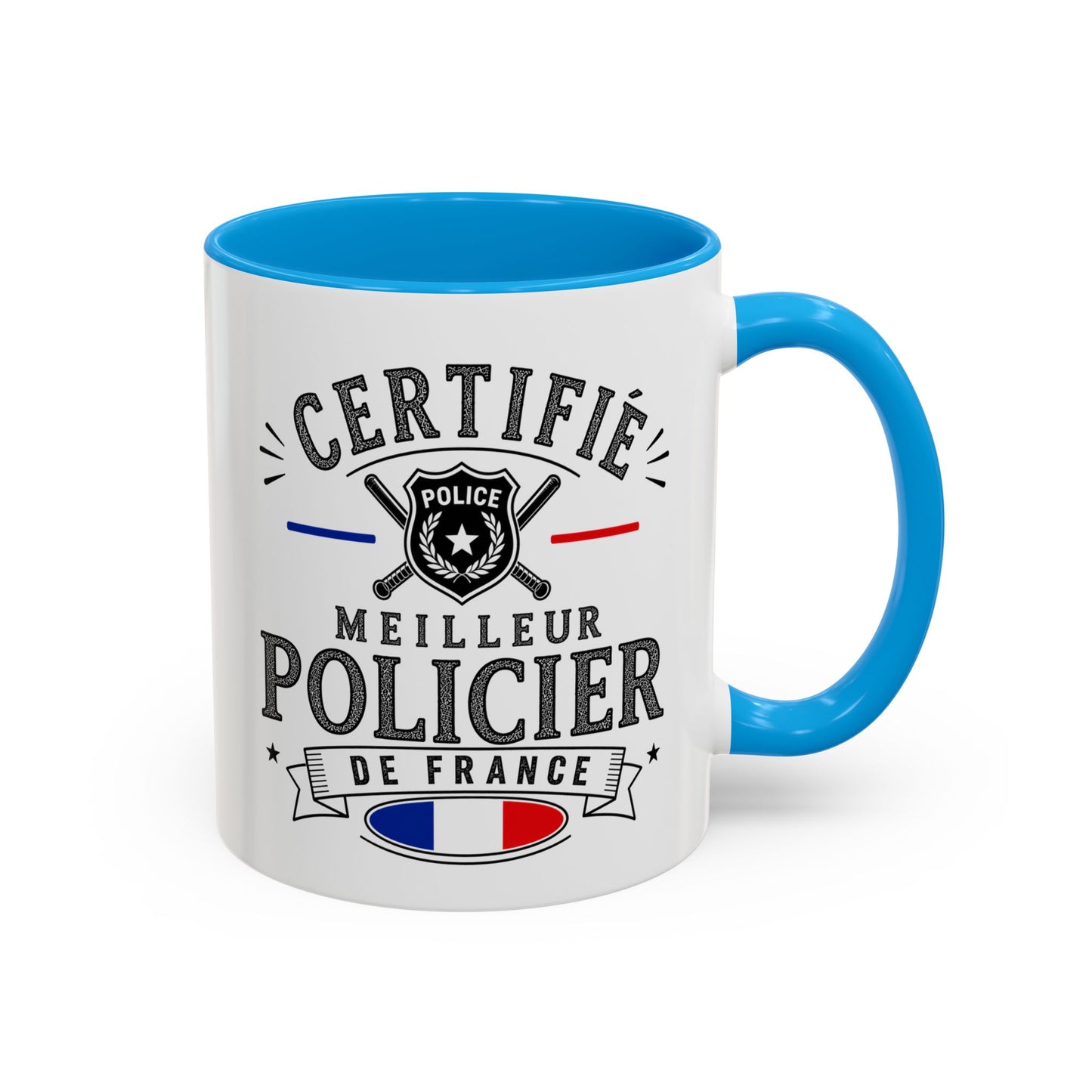 Mug Policier Homme – Certifié Meilleur Policier de France – Tasse Métier Police – Cadeau Original Policier