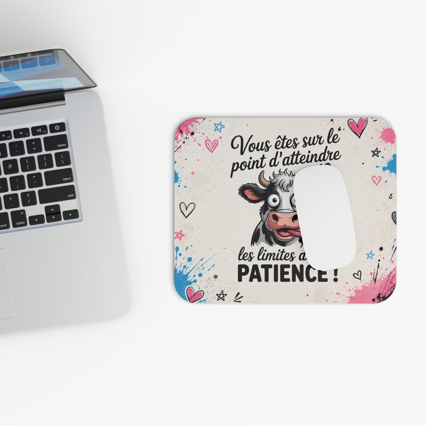 Tapis de Souris 22x18cm Vache Humour Vous Êtes sur le Point d'Atteindre les Limites de Ma Patience Cadeau Homme Femme Bureau Gaming Accessoire Original