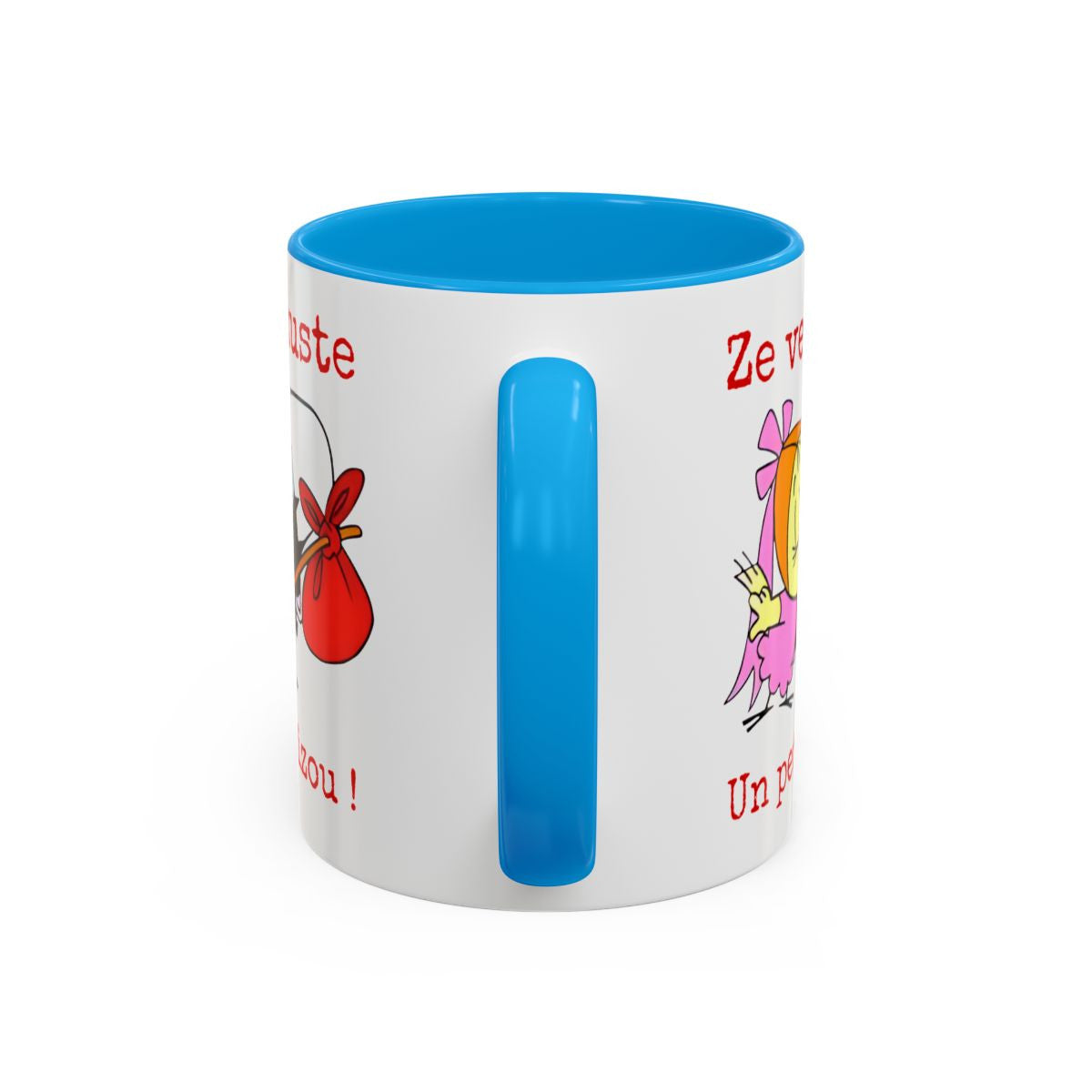 Mug Caliméro Ze veux zuste un petit bizou ! Idée cadeau humour drôle amusant tasse Noir Bleu Rouge