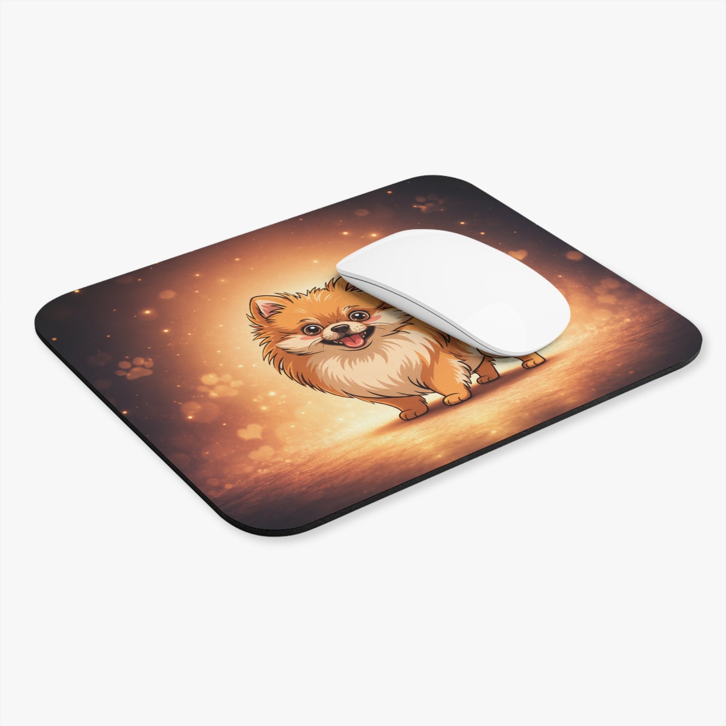 Tapis de Souris 22x18cm Chien Spitz Nain Kawaii – Illustration Poméranien Mignon – Cadeau Amoureux des Chiens – Bureau Gaming