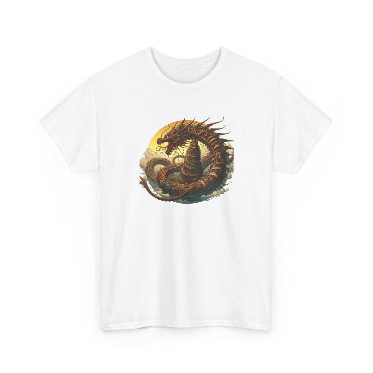 Tee Shirt Dragon Steampunk Homme Femme – T-Shirt Dragon Mécanique – Univers Fantastique Engrenages – Design Original