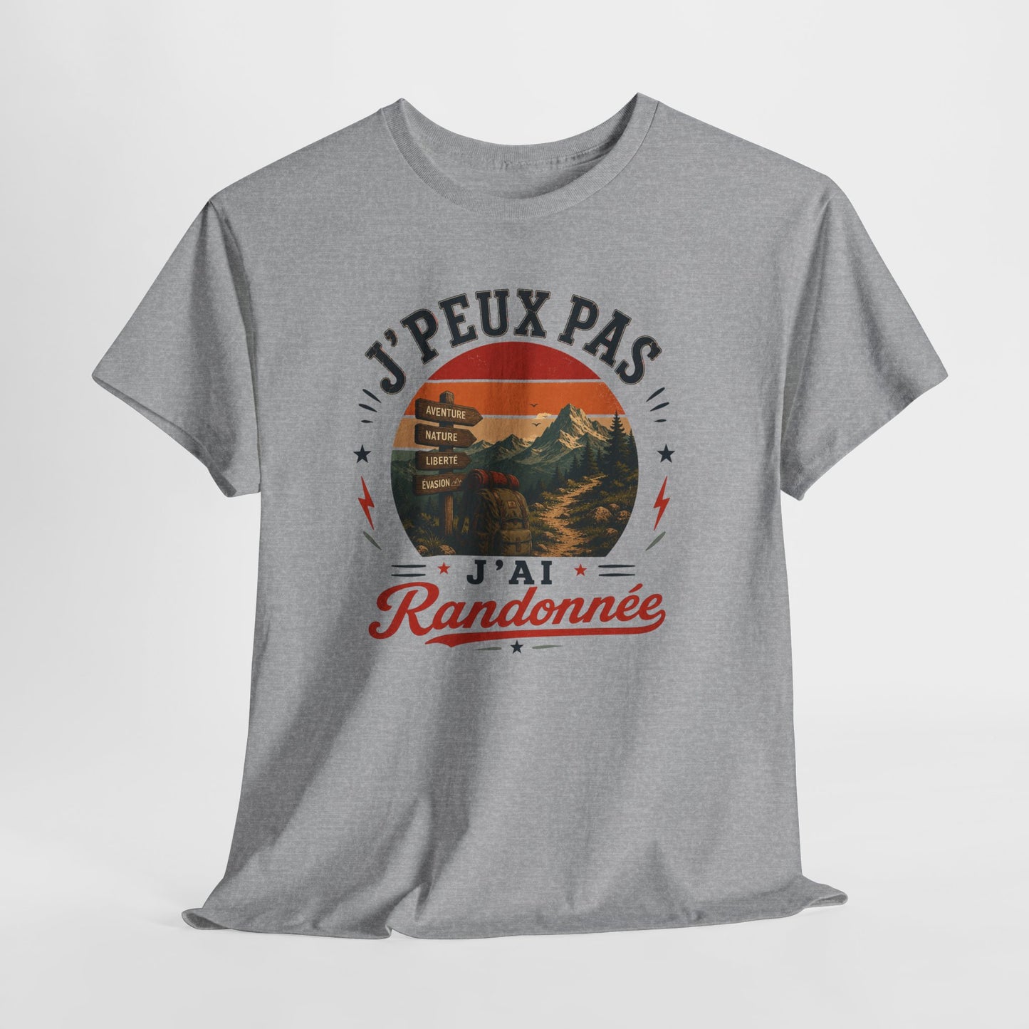 T-ShirtHomme Femme – J’Peux Pas J’Ai Randonnée – Tee Shirt Randonneur Randonneuse Montagne Trekking Marche Nature Aventure Outdoor Cadeau Passion