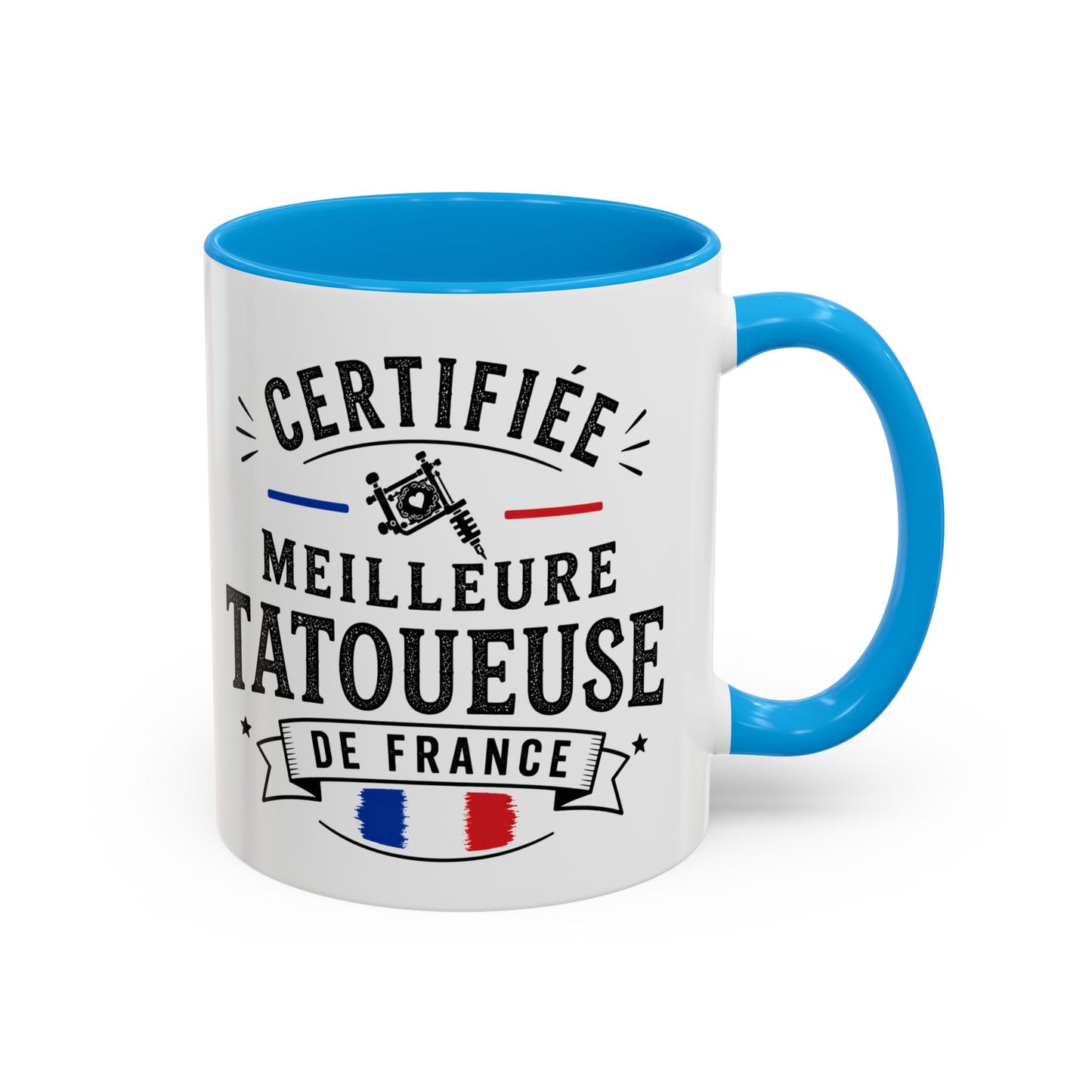 Mug Tatoueuse Femme – Tasse Tattoo Tatouage Artiste – Idée Cadeau Original Professionnelle Salon de Tatouage Noir Bleu Rouge