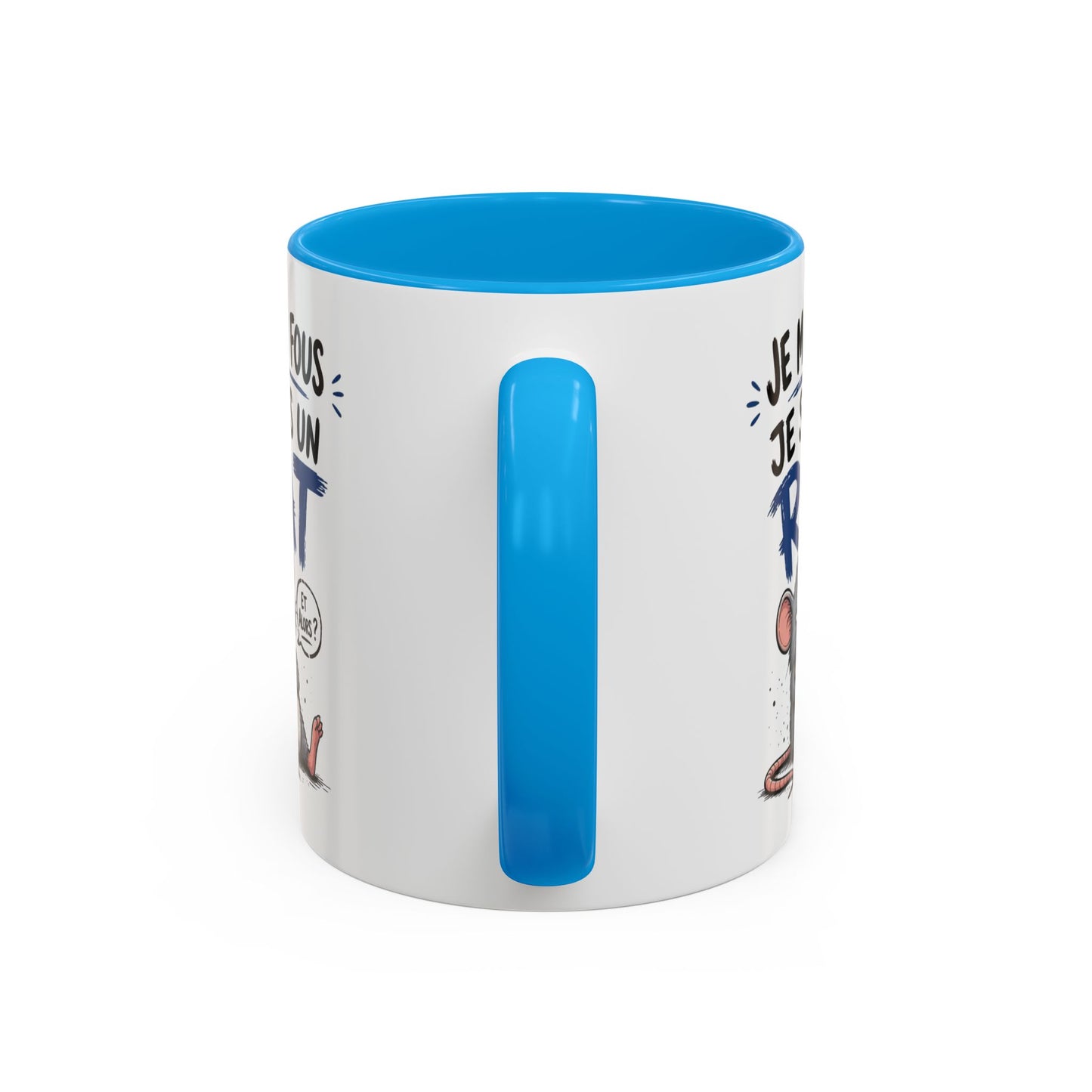 Mug Humour Sarcastique – Je M’en Fous Je Suis Un Rat – Tasse Souris Drôle et Décalée – Cadeau Original Céramique 325ml Noir Bleu Rouge