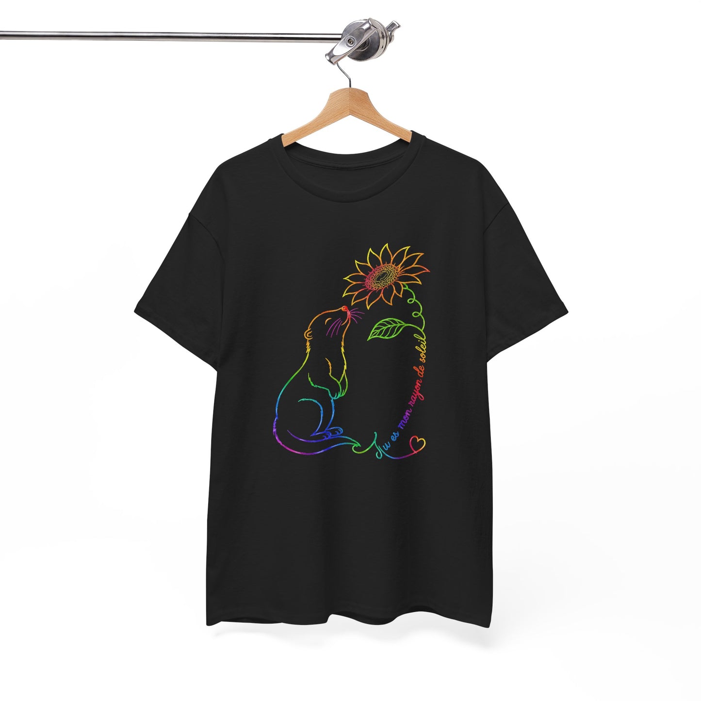Tee Shirt Femme Loutre Tournesol Multicolore Animal Nature Fleur Cadeau Amoureuse des Loutres Original