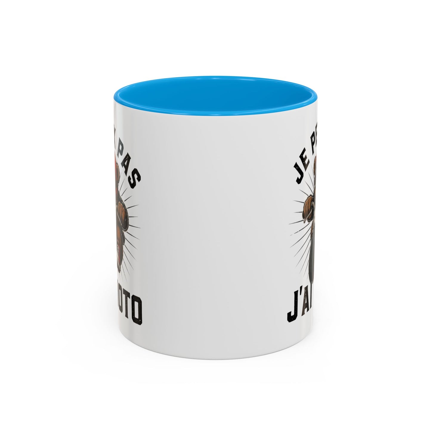 Mug Je Peux Pas J’ai Moto – Tasse Ours Motard Drôle Vintage – Cadeau Original Passionné de Moto et Biker – Céramique 325ml Noir Bleu Rouge