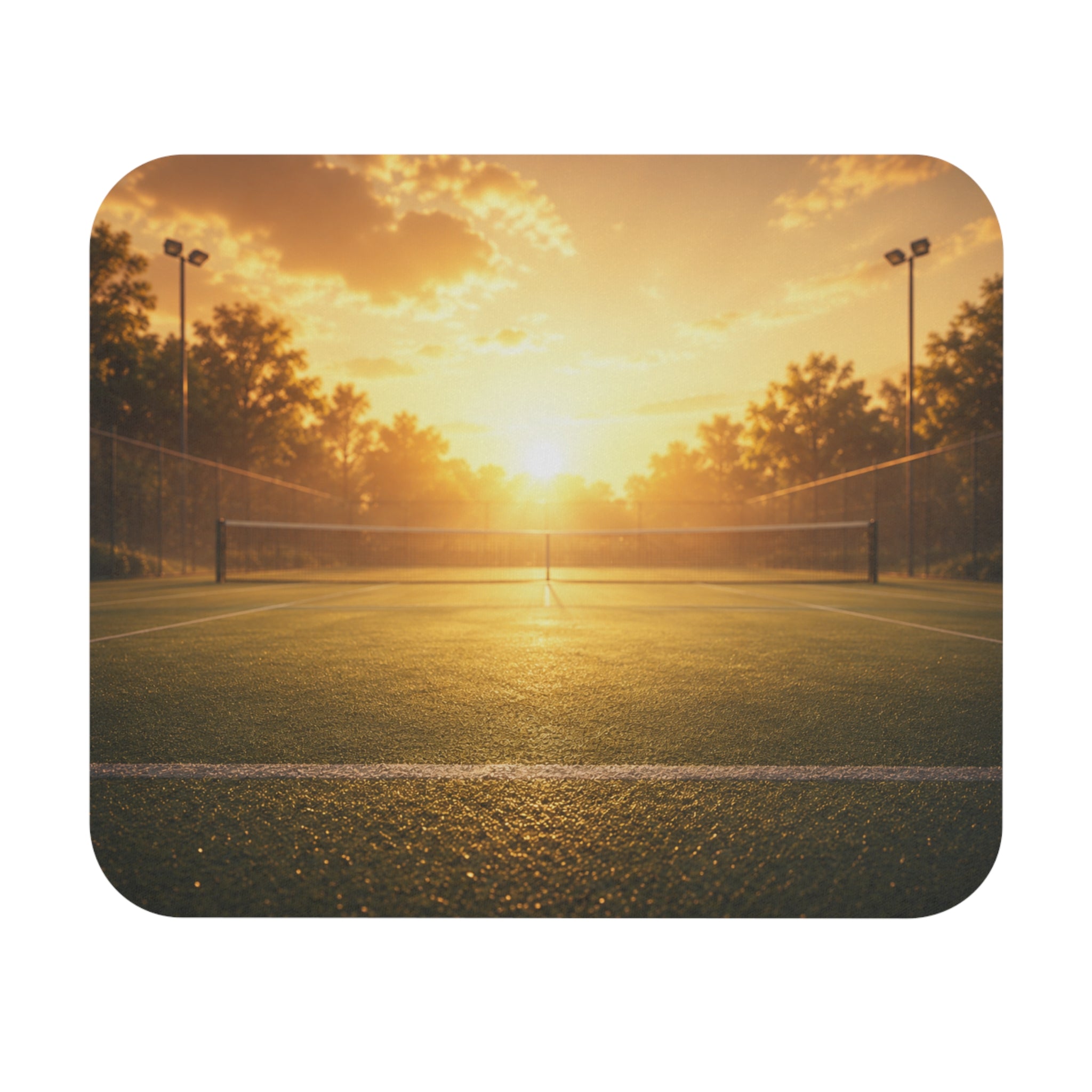 Tapis de Souris 22x18cm Terrain de Tennis – Court de Tennis au Coucher du Soleil – Décoration Bureau Gaming – Design Sport Vintage