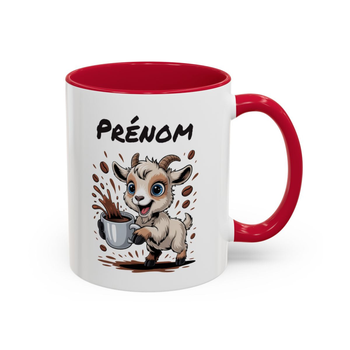 Mug Personnalisable Chèvre et Café – Tasse avec Prénom – Cadeau Animal Rigolo Humour – 325 ml