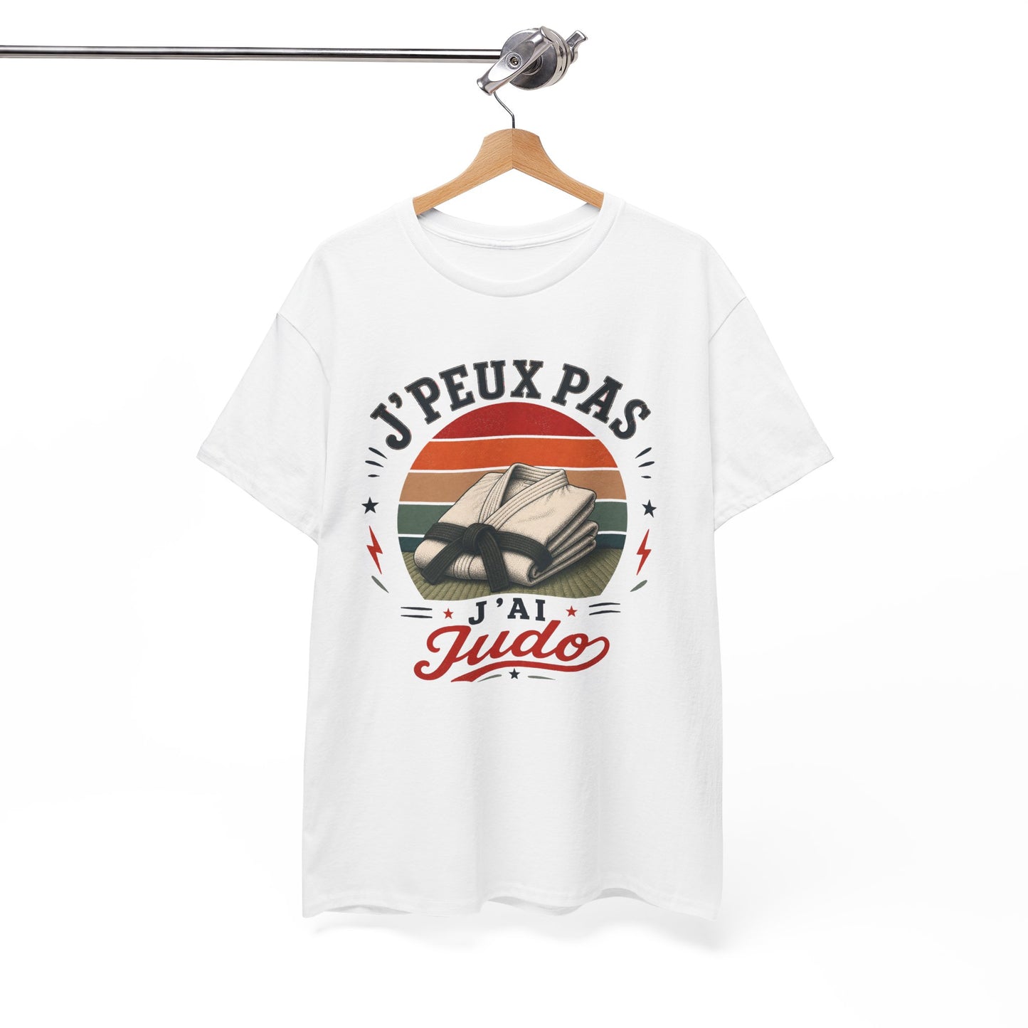 T-Shirt J’Peux Pas J’Ai Judo – Tee Shirt Judoka Vintage – Cadeau Arts Martiaux Dojo Ceinture Blanche Homme Femme