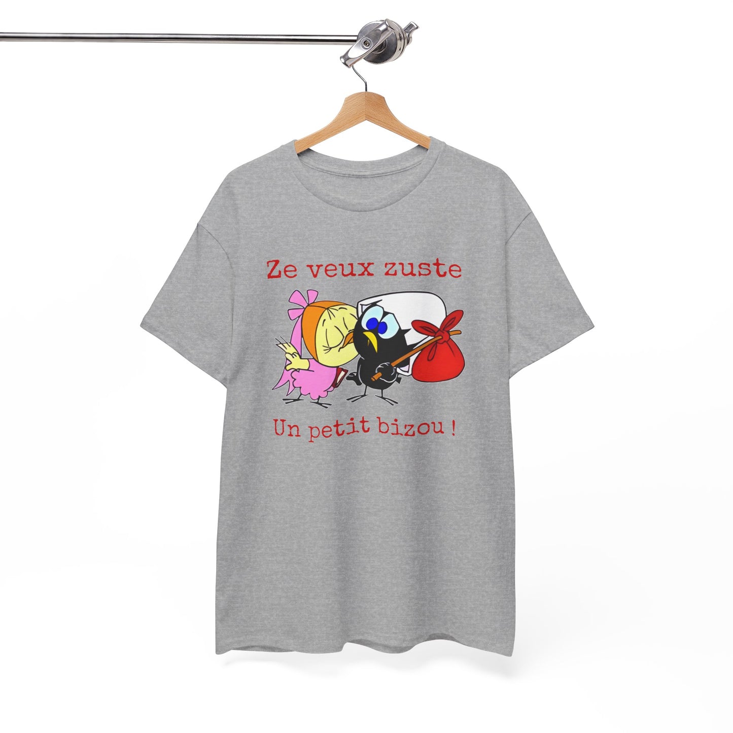 T-Shirt Calimero Humour Cartoon – Ze Veux Zuste Un Petit Bizou – Tee Shirt Vintage Drôle Homme Femme