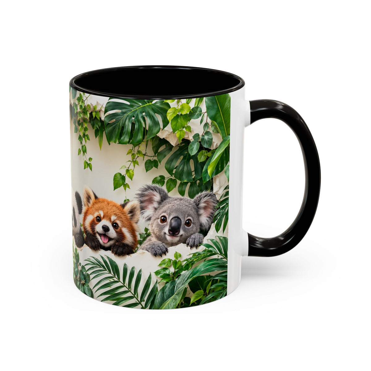 Mug Animaux de la Jungle et Compagnie – Chien, Chat, Girafe, Panda, Panda Roux et Koala – Tasse Colorée Cadeau Amoureux des Animaux