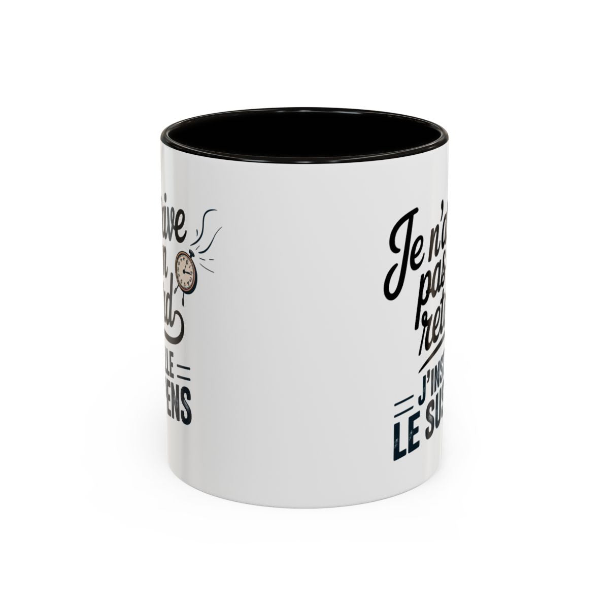Tasse Humour J’installe le Suspens – Mug Citation Drôle avec Horloge – Cadeau Original Humour Temps