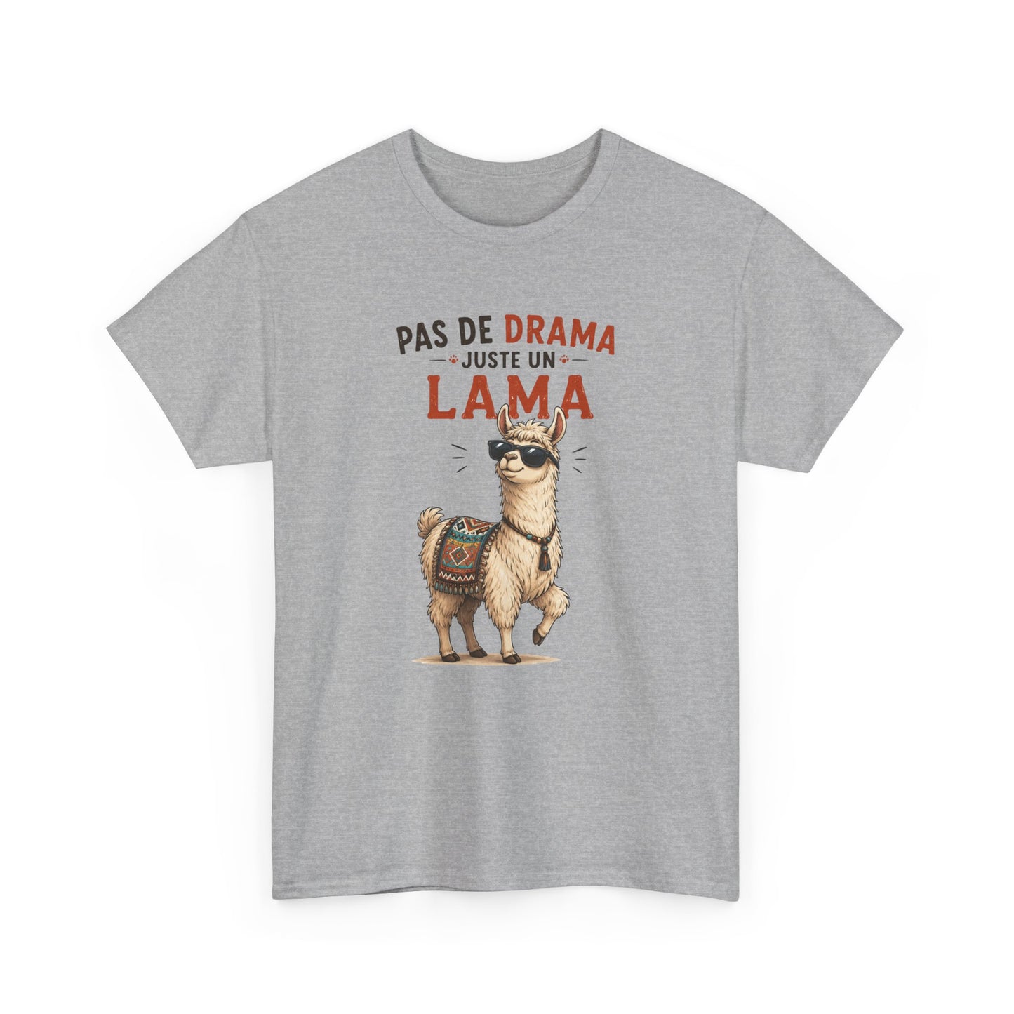 T-Shirt Humour Homme et Femme – Lama Drôle avec Lunettes – Animal Rigolo – Cadeau Original Anniversaire