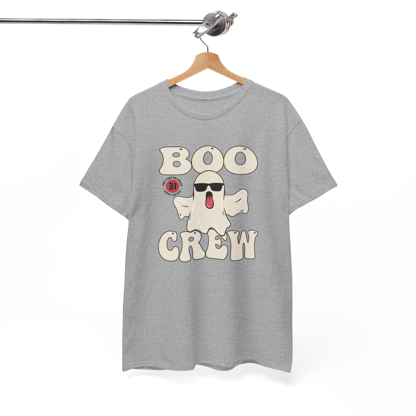 T-Shirt Halloween Homme et Femme Blanc et Gris – Fantôme Humour Effrayant – Cadeau Fête Halloween