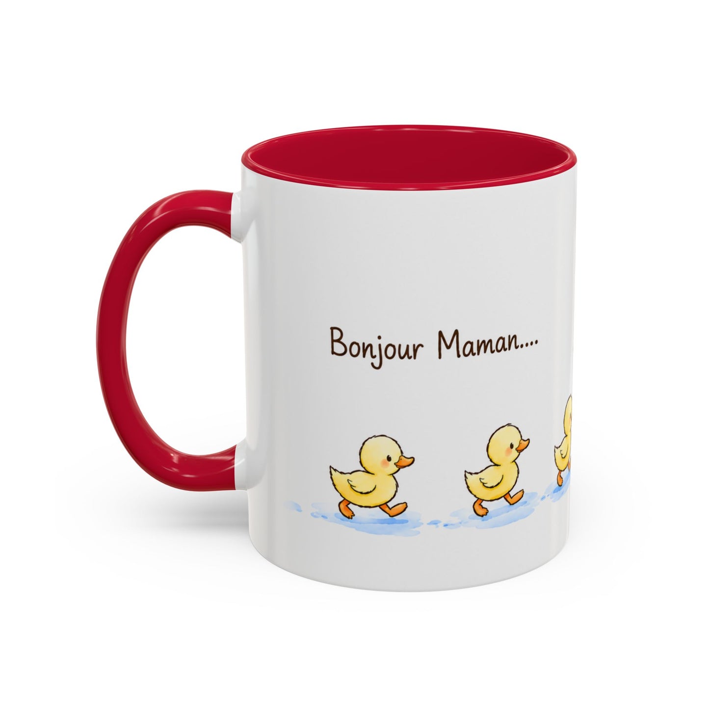 Tasse Bonjour Maman – Merci de Toujours Me Montrer le Chemin – Mug Canards Aquarelle Cadeau Maman 325ml