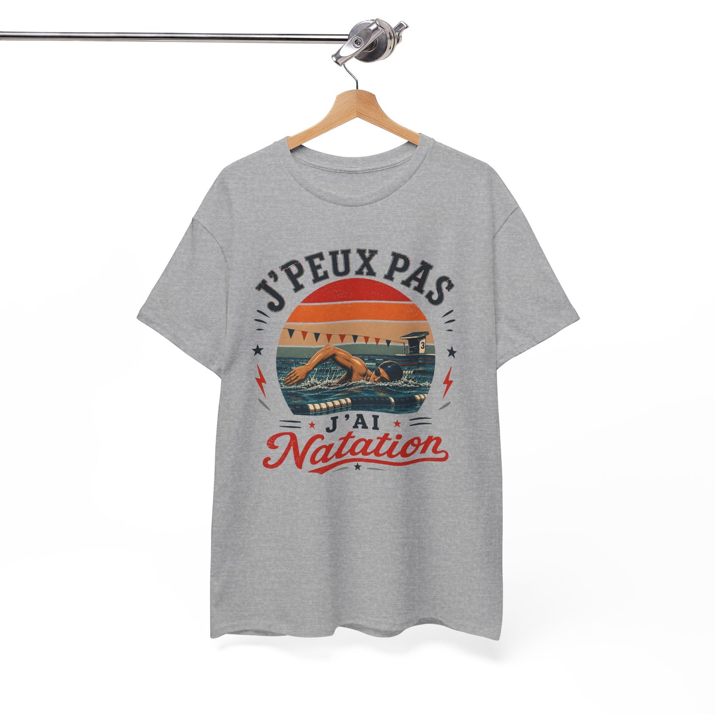 T-Shirt Homme – J’Peux Pas J’Ai Natation – Tee Shirt Nageur Piscine Crawl Entraînement Compétition Aquatique Sportif Cadeau Passion Sports Nautiques