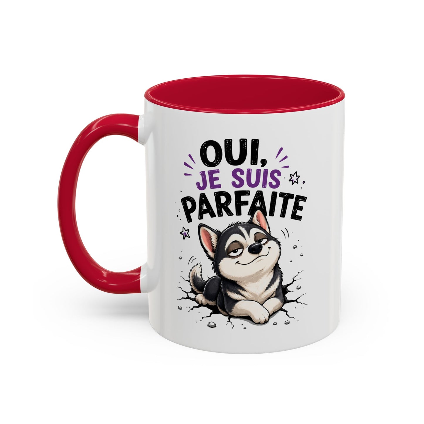 Tasse Husky Drôle Femme – Mug Chien Husky "Oui Je Suis Parfaite" – Cadeau Original Amoureuse des Chiens Huskys 325 ml