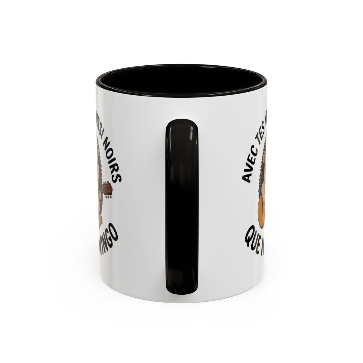 Tasse Hérisson Musicien 325ml – Mug Humour Français Twingo JuL – Cadeau Original Amis Collègues Céramique Noir Bleu Rouge
