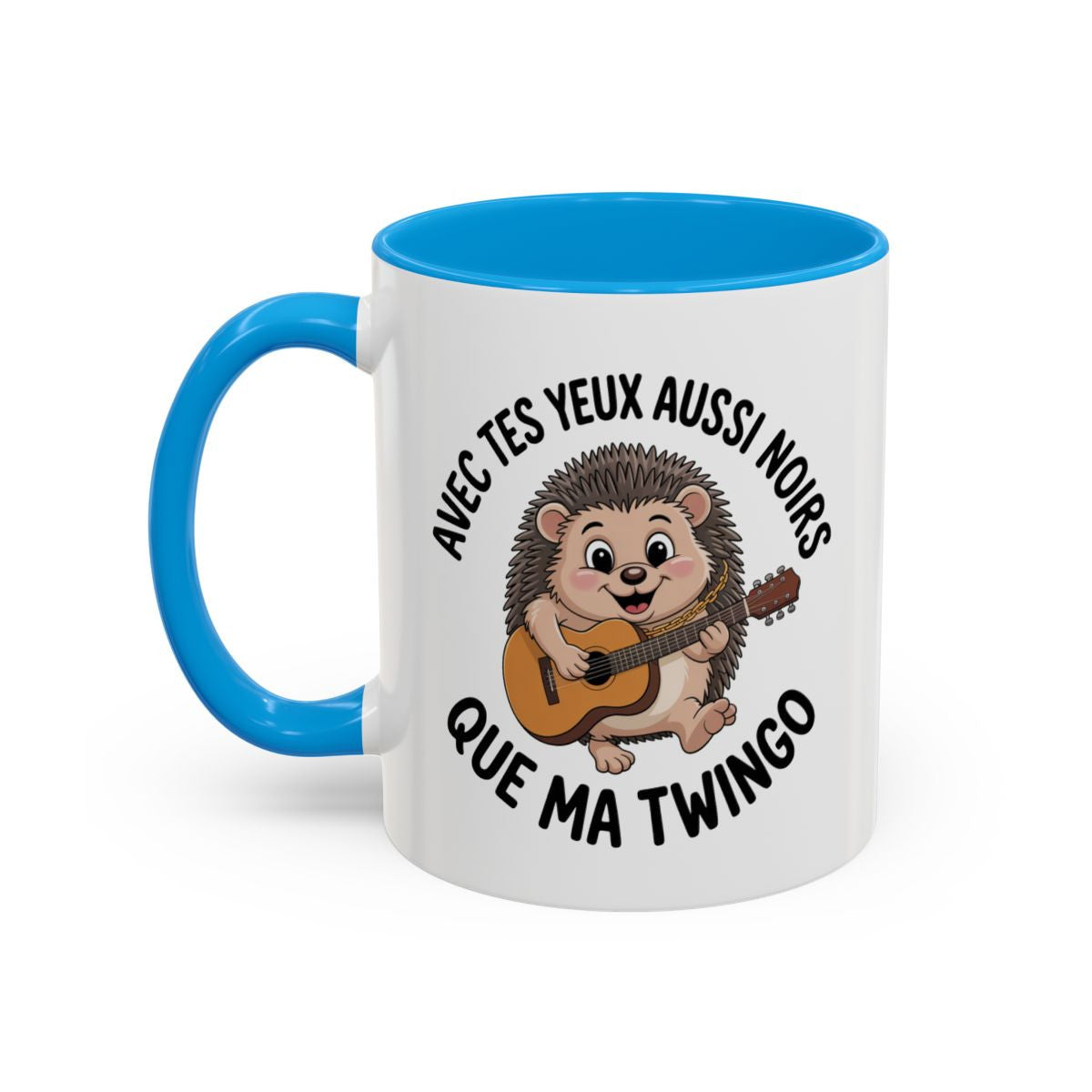 Tasse Hérisson Musicien 325ml – Mug Humour Français Twingo JuL – Cadeau Original Amis Collègues Céramique Noir Bleu Rouge