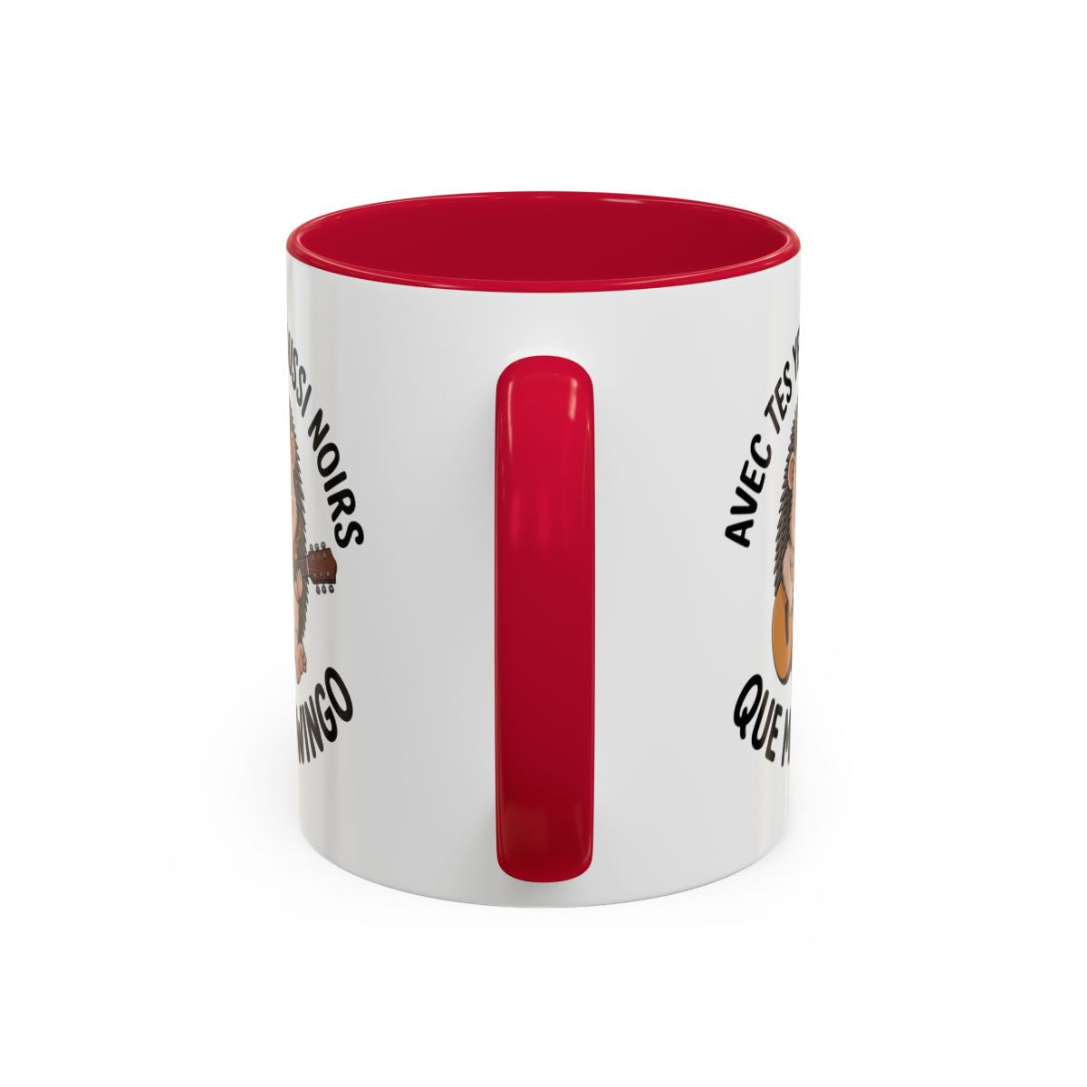 Tasse Hérisson Musicien 325ml – Mug Humour Français Twingo JuL – Cadeau Original Amis Collègues Céramique Noir Bleu Rouge